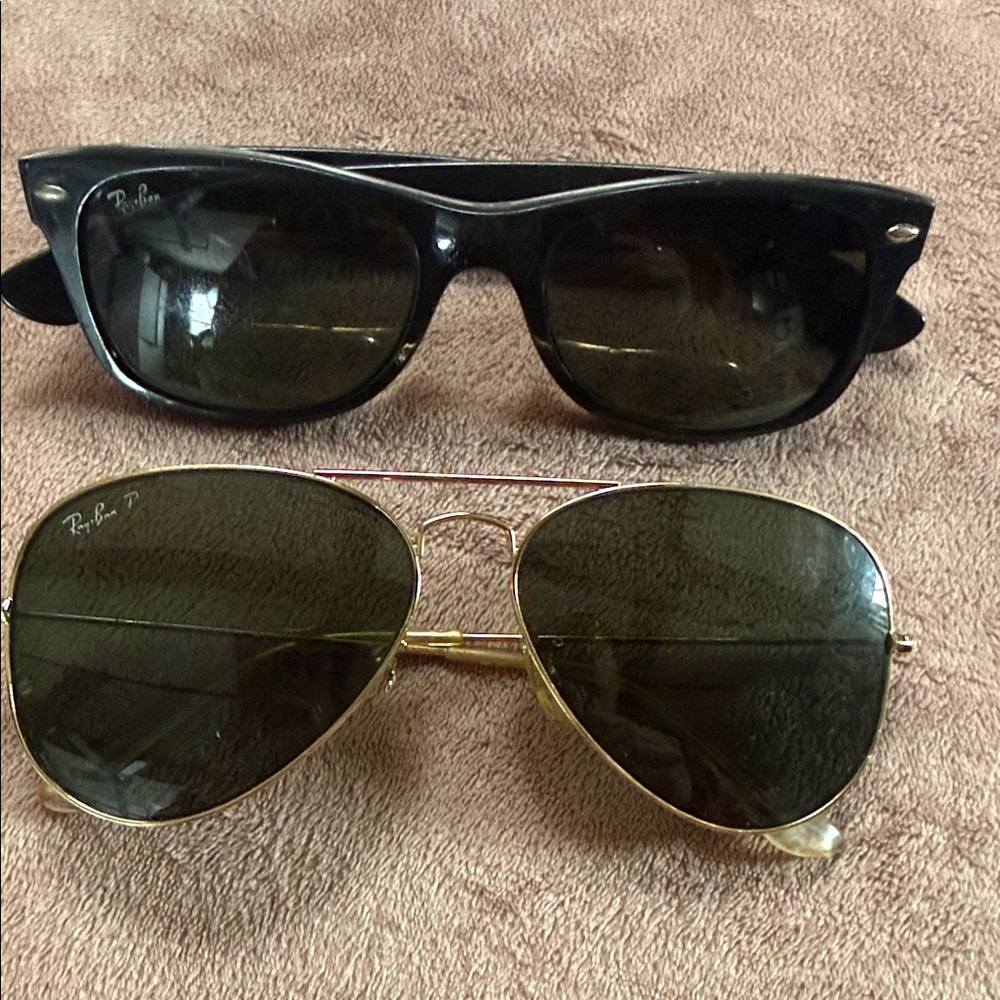 Ray-Ban Black Wayfarers and Gold Aviators